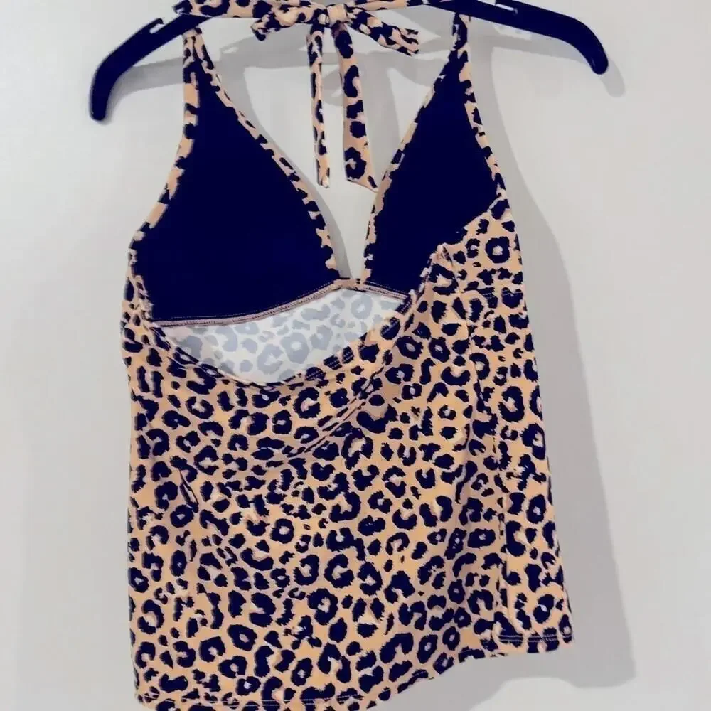 Salt + Cove Juniors' Animal-Print Halter Tankini Top Halterkini Top Bottoms M
